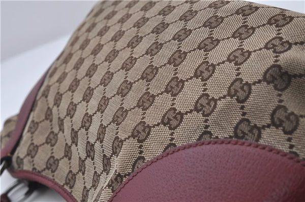 Authentic GUCCI Shoulder Tote Bag GG Canvas Leather 113015 Brown Bordeaux 6784D