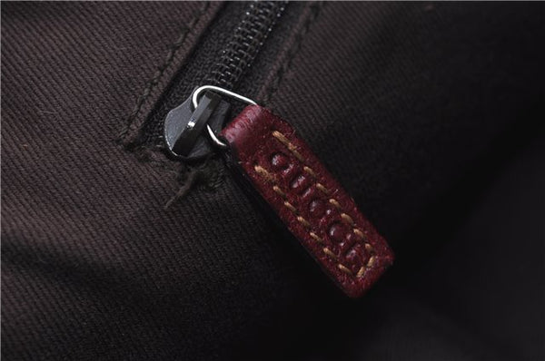 Authentic GUCCI Shoulder Tote Bag GG Canvas Leather 113015 Brown Bordeaux 6784D