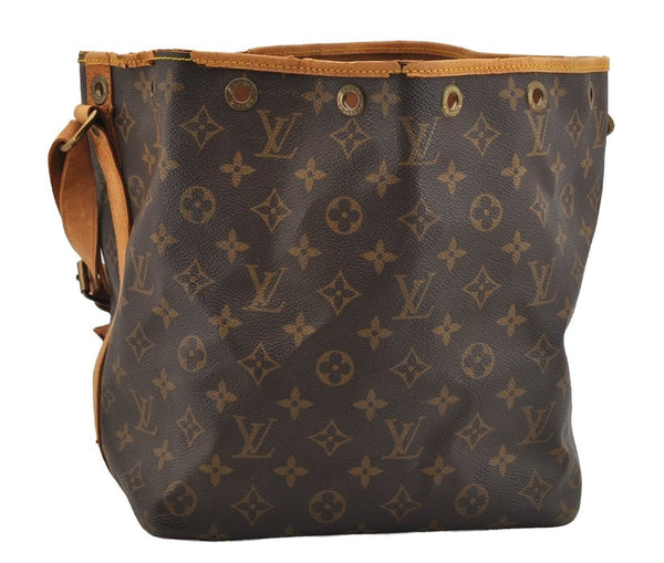 Authentic Louis Vuitton Monogram Petit Noe M42226 Shoulder Drawstring Bag 6784I