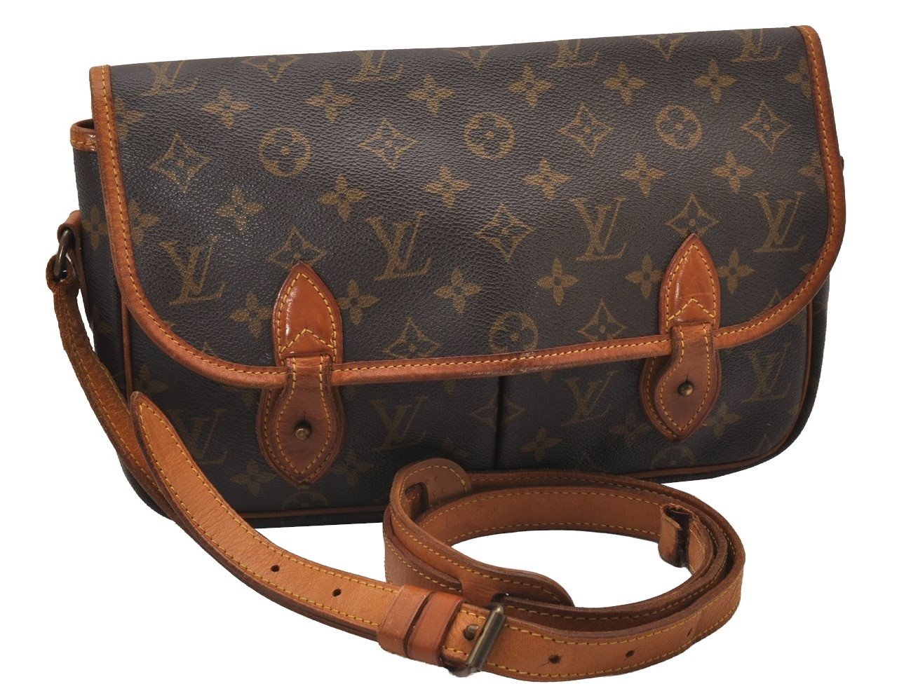 Authentic Louis Vuitton Monogram Gibeciere MM Shoulder Bag M42247 Junk 6786I