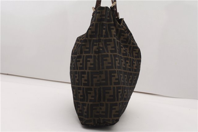 Authentic FENDI Vintage Zucca Tote Bag Purse Nylon Brown 6789F