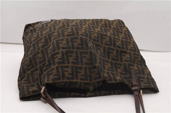 Authentic FENDI Vintage Zucca Tote Bag Purse Nylon Brown 6789F