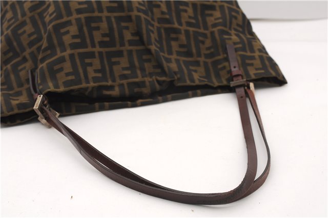 Authentic FENDI Vintage Zucca Tote Bag Purse Nylon Brown 6789F