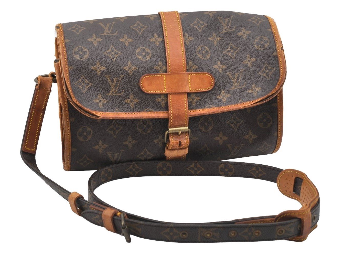 Authentic Louis Vuitton Monogram Marne Shoulder Cross Body Bag M51369 Junk 6790I