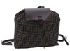 Authentic FENDI Zucca Backpack Nylon Leather Brown 6795D