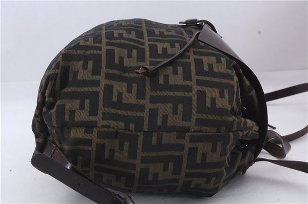 Authentic FENDI Zucca Backpack Nylon Leather Brown 6795D