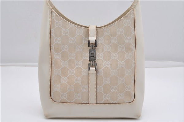 Authentic GUCCI Jackie Shoulder Hand Bag GG Canvas Leather 0013876 Ivory 6797F
