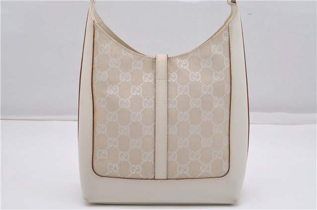 Authentic GUCCI Jackie Shoulder Hand Bag GG Canvas Leather 0013876 Ivory 6797F