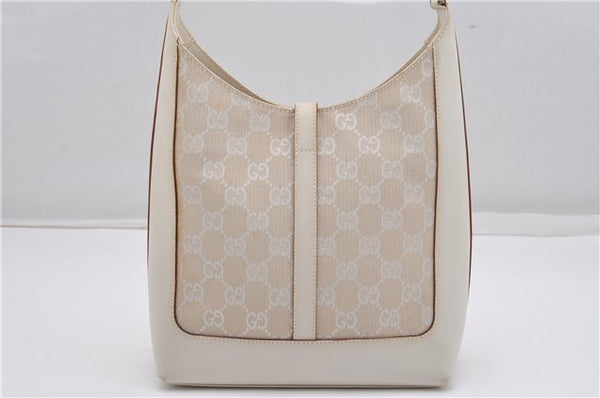 Authentic GUCCI Jackie Shoulder Hand Bag GG Canvas Leather 0013876 Ivory 6797F