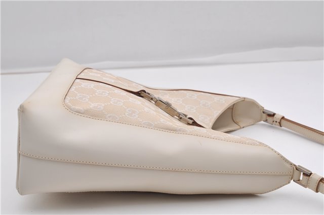 Authentic GUCCI Jackie Shoulder Hand Bag GG Canvas Leather 0013876 Ivory 6797F