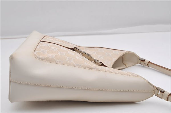 Authentic GUCCI Jackie Shoulder Hand Bag GG Canvas Leather 0013876 Ivory 6797F