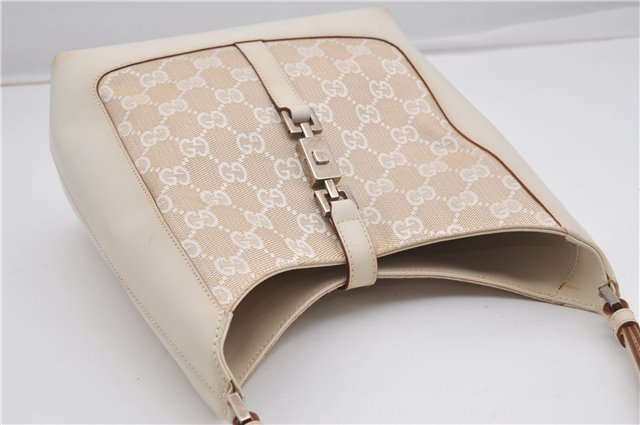 Authentic GUCCI Jackie Shoulder Hand Bag GG Canvas Leather 0013876 Ivory 6797F