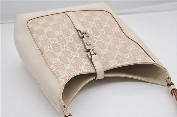 Authentic GUCCI Jackie Shoulder Hand Bag GG Canvas Leather 0013876 Ivory 6797F