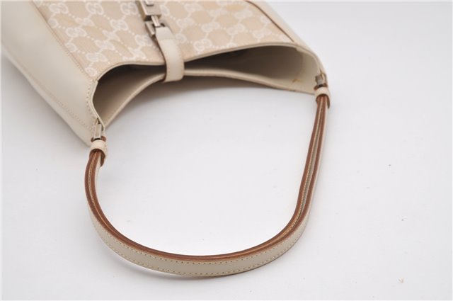 Authentic GUCCI Jackie Shoulder Hand Bag GG Canvas Leather 0013876 Ivory 6797F