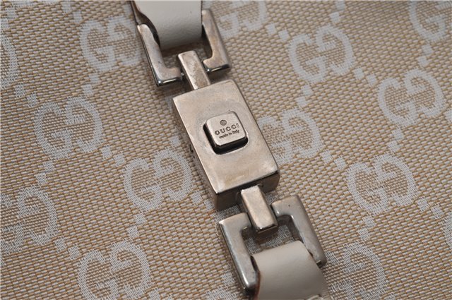 Authentic GUCCI Jackie Shoulder Hand Bag GG Canvas Leather 0013876 Ivory 6797F