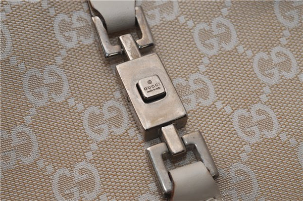 Authentic GUCCI Jackie Shoulder Hand Bag GG Canvas Leather 0013876 Ivory 6797F