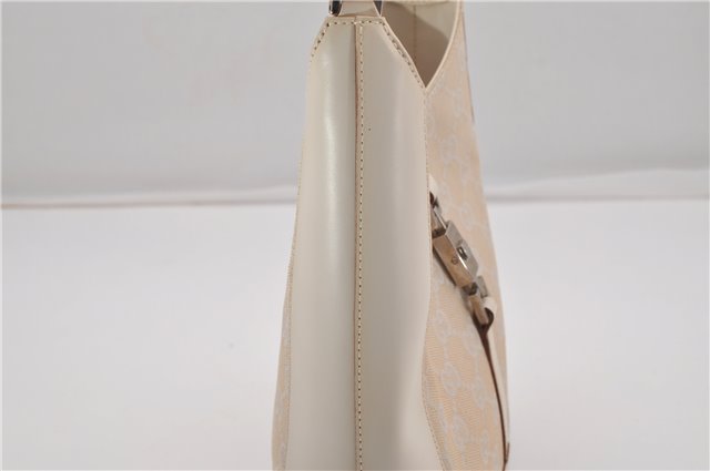 Authentic GUCCI Jackie Shoulder Hand Bag GG Canvas Leather 0013876 Ivory 6797F