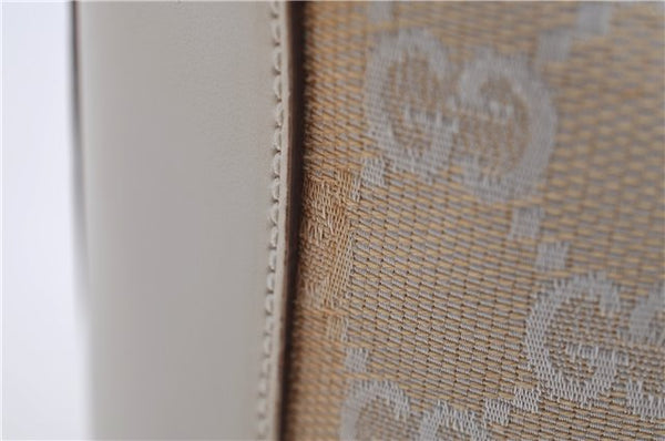 Authentic GUCCI Jackie Shoulder Hand Bag GG Canvas Leather 0013876 Ivory 6797F