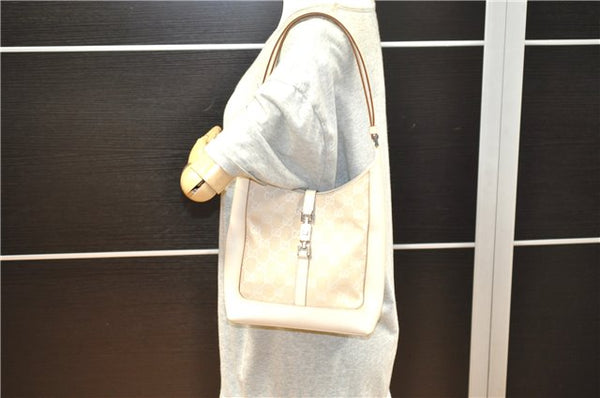 Authentic GUCCI Jackie Shoulder Hand Bag GG Canvas Leather 0013876 Ivory 6797F