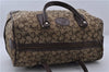Authentic CELINE C Macadam Pattern Hand Boston Bag Canvas Leather Brown 6800C
