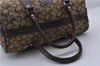 Authentic CELINE C Macadam Pattern Hand Boston Bag Canvas Leather Brown 6800C