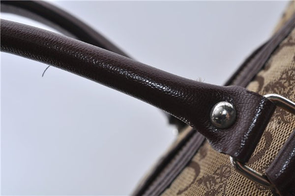 Authentic CELINE C Macadam Pattern Hand Boston Bag Canvas Leather Brown 6800C