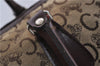 Authentic CELINE C Macadam Pattern Hand Boston Bag Canvas Leather Brown 6800C