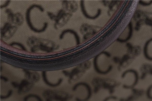 Authentic CELINE C Macadam Pattern Hand Boston Bag Canvas Leather Brown 6800C
