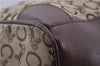 Authentic CELINE C Macadam Pattern Hand Boston Bag Canvas Leather Brown 6800C