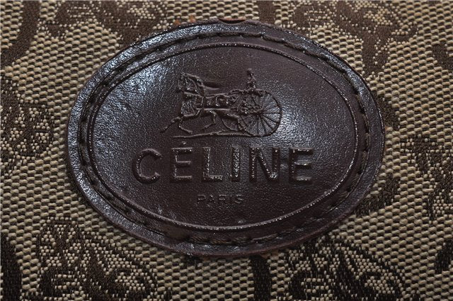Authentic CELINE C Macadam Pattern Hand Boston Bag Canvas Leather Brown 6800C