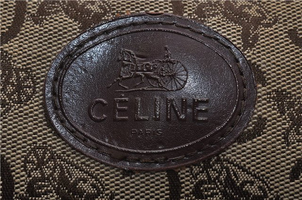 Authentic CELINE C Macadam Pattern Hand Boston Bag Canvas Leather Brown 6800C