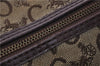 Authentic CELINE C Macadam Pattern Hand Boston Bag Canvas Leather Brown 6800C