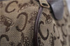 Authentic CELINE C Macadam Pattern Hand Boston Bag Canvas Leather Brown 6800C
