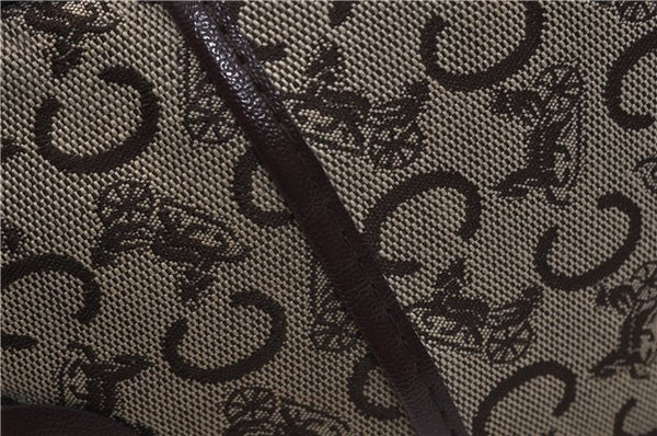 Authentic CELINE C Macadam Pattern Hand Boston Bag Canvas Leather Brown 6800C