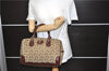 Authentic CELINE C Macadam Pattern Hand Boston Bag Canvas Leather Brown 6800C
