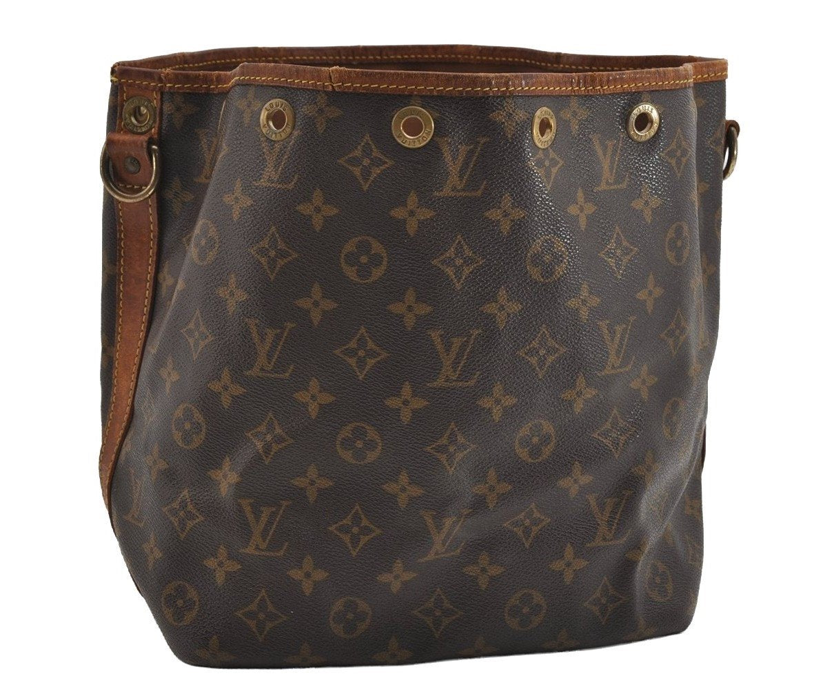 Auth Louis Vuitton Monogram Petit Noe M42226 Shoulder Drawstring Bag Junk 6801I