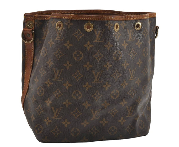 Auth Louis Vuitton Monogram Petit Noe M42226 Shoulder Drawstring Bag Junk 6801I