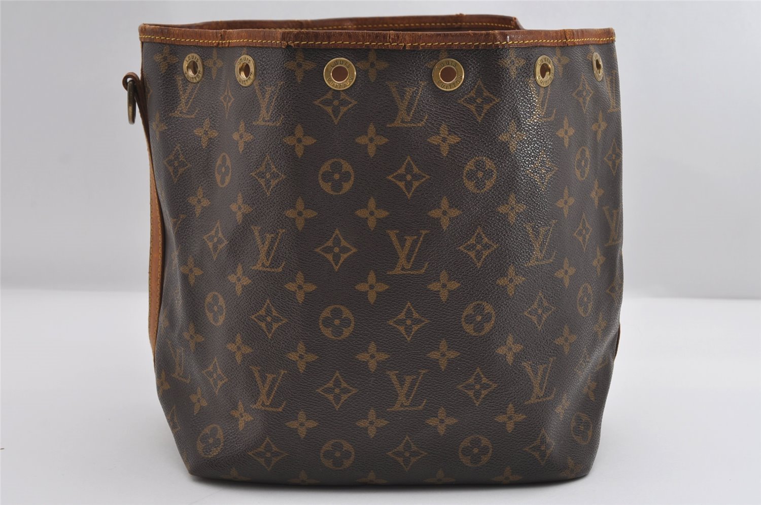 Auth Louis Vuitton Monogram Petit Noe M42226 Shoulder Drawstring Bag Junk 6801I