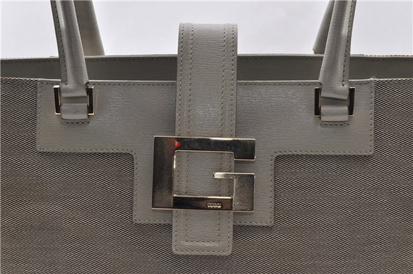 Authentic GUCCI Vintage Shoulder Tote Bag Canvas Leather Gray 6806C