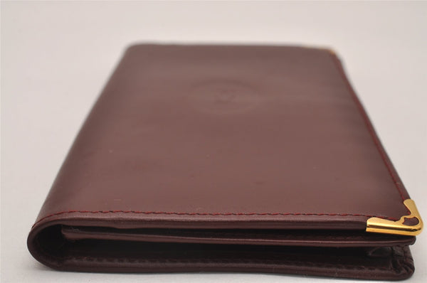 Authentic Cartier Must de Cartier Long Wallet Purse Leather Bordeaux Red 6806I