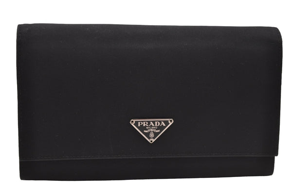 Authentic PRADA Vintage Nylon Saffiano Leather Long Wallet Purse Black 6807I