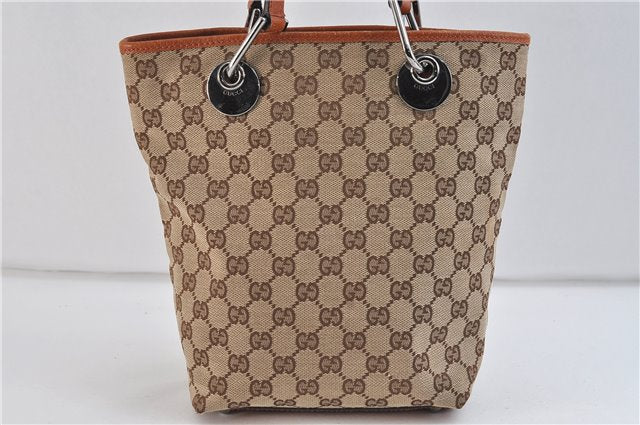 Authentic GUCCI Shoulder Hand Bag GG Canvas Leather 120840 Brown Orange 6809C