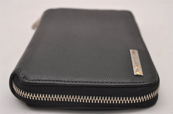 Authentic Cartier Santos de Cartier Long Wallet Purse Leather Black 6809I