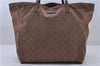 Authentic GUCCI Shoulder Tote Bag Purse GG Nylon Leather 282489 Brown 6810C