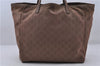 Authentic GUCCI Shoulder Tote Bag Purse GG Nylon Leather 282489 Brown 6810C