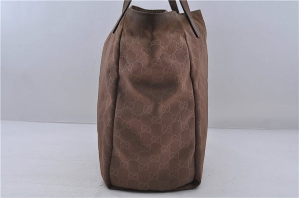 Authentic GUCCI Shoulder Tote Bag Purse GG Nylon Leather 282489 Brown 6810C