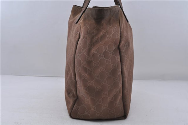 Authentic GUCCI Shoulder Tote Bag Purse GG Nylon Leather 282489 Brown 6810C