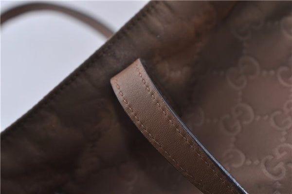 Authentic GUCCI Shoulder Tote Bag Purse GG Nylon Leather 282489 Brown 6810C