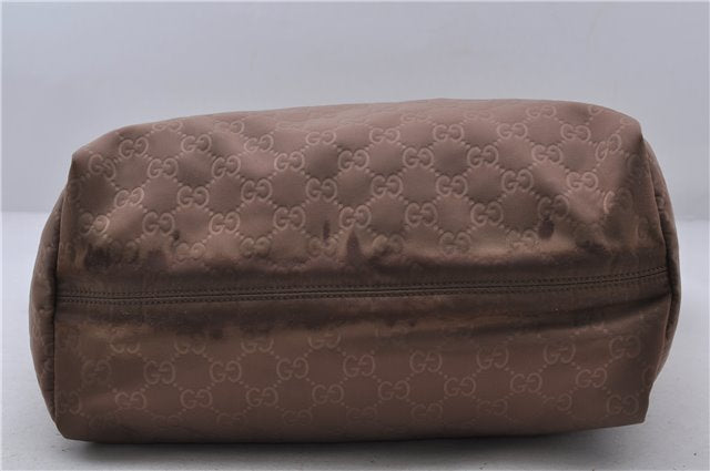 Authentic GUCCI Shoulder Tote Bag Purse GG Nylon Leather 282489 Brown 6810C