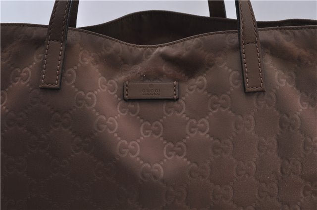 Authentic GUCCI Shoulder Tote Bag Purse GG Nylon Leather 282489 Brown 6810C